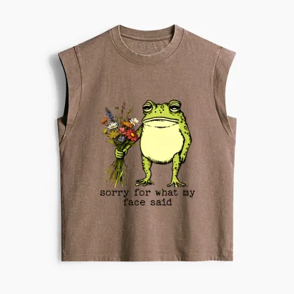 Tokyo-Tiger Frog Sorry Mode Activated Women's Washed Tank Tops