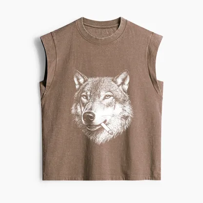 Tokyo-Tiger Cool Wolf Meme Bad Decisions Pending Women's Washed Tank Tops