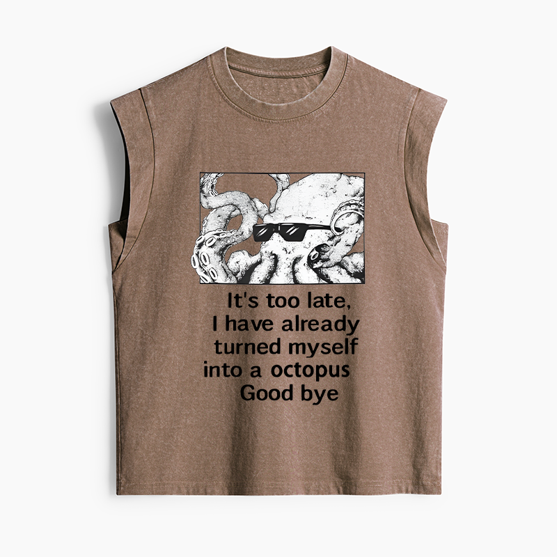 Tokyo-Tiger Octopus Meme I Disappeared Completely Women's Washed Tank Tops