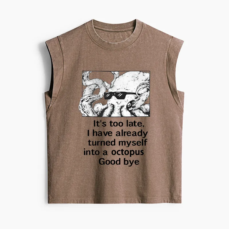 Tokyo-Tiger Octopus Meme I Disappeared Completely Women's Washed Tank Tops