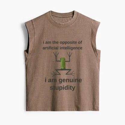 Tokyo-Tiger Genuine Stupidity Frog Meme Women's Washed Tank Tops