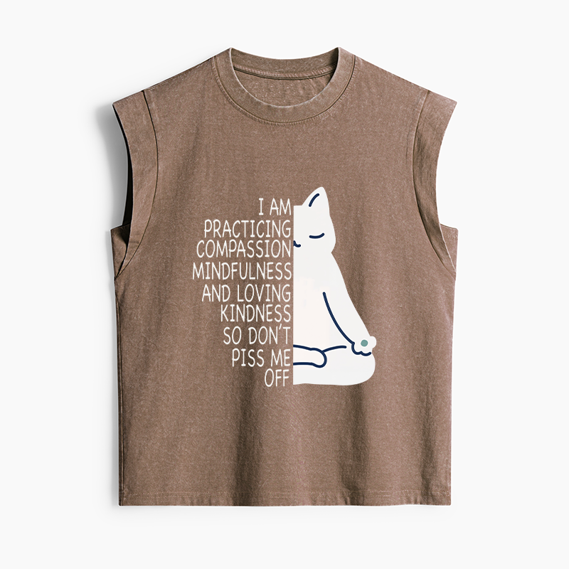 Tokyo-Tiger Calm Black Cat With Anger Issues Women's Washed Tank Tops