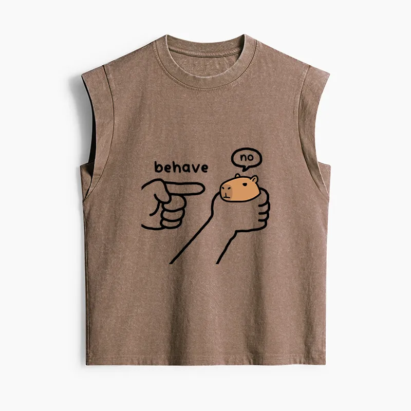 Tokyo-Tiger Dishonest Capybara Women's Washed Tank Tops