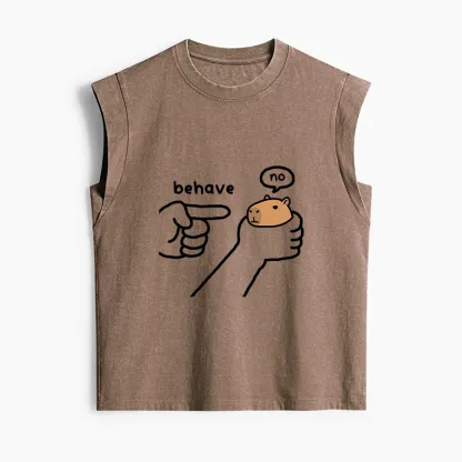 Tokyo-Tiger Dishonest Capybara Women's Washed Tank Tops