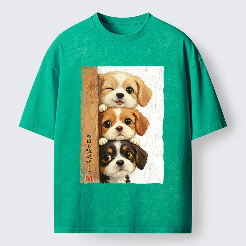 Tokyo-Tiger Dog Squad Watching You Washed T-Shirt