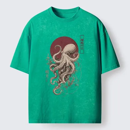 Tokyo-Tiger Deep Sea King Octopus Washed T-Shirt
