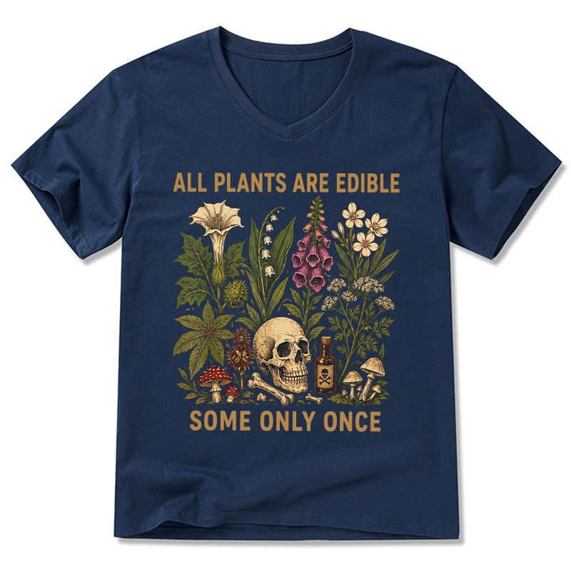 Tokyo-Tiger Edible Plants Some Only Once Joke V-Neck Classic T-Shirt Sale