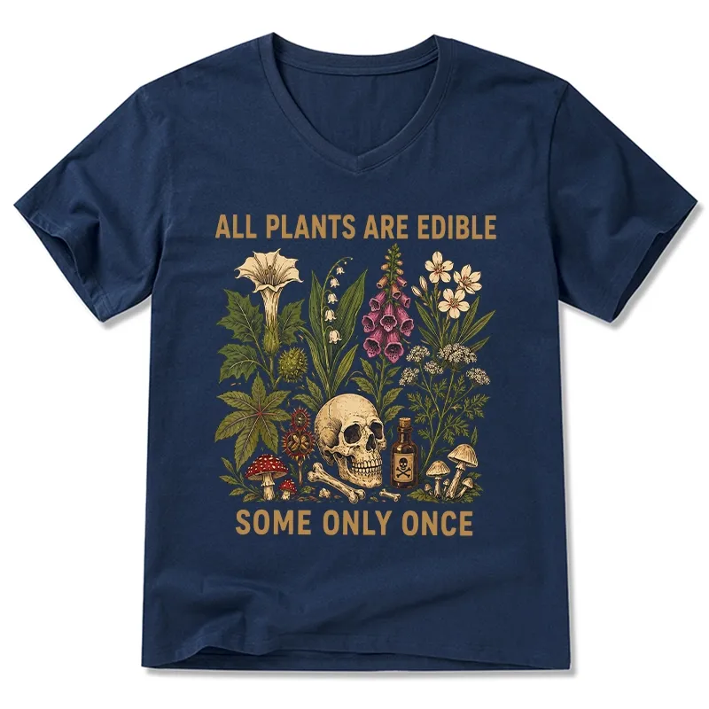 Tokyo-Tiger Edible Plants Some Only Once Joke V-Neck Classic T-Shirt
