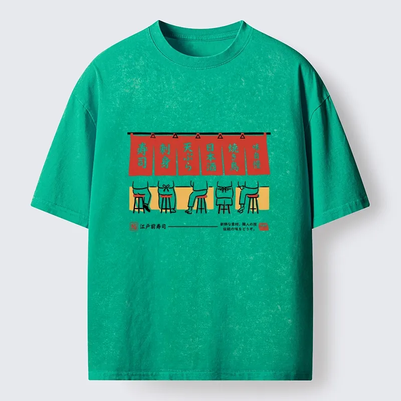 Tokyo-Tiger Edomae Sushi Night Vibes Washed T-Shirt