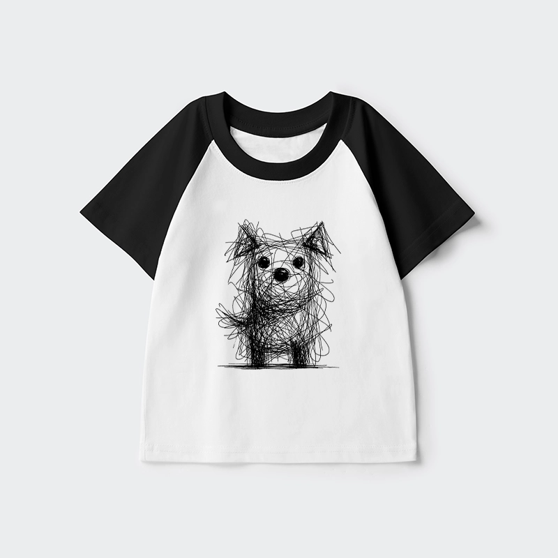 Tokyo-Tiger Scruffy Dog Chaos Art Kids Raglan T-shirt
