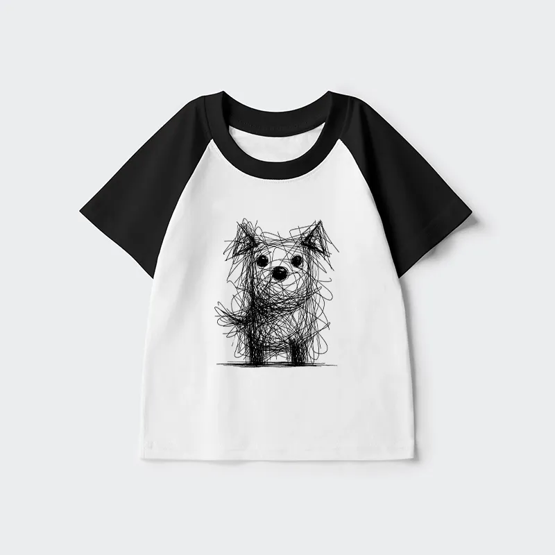 Tokyo-Tiger Scruffy Dog Chaos Art Kids Raglan T-shirt