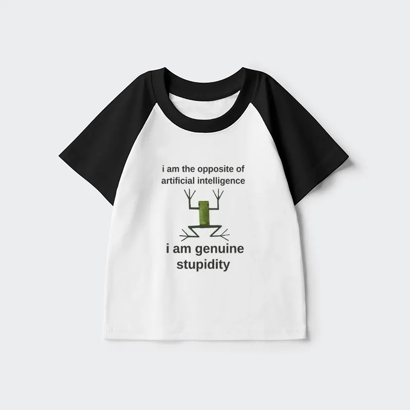 Tokyo-Tiger Genuine Stupidity Frog Meme Kids Raglan T-shirt