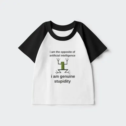 Tokyo-Tiger Genuine Stupidity Frog Meme Kids Raglan T-shirt