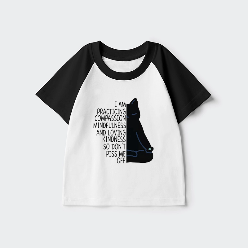 Tokyo-Tiger Calm Black Cat With Anger Issues Kids Raglan T-shirt