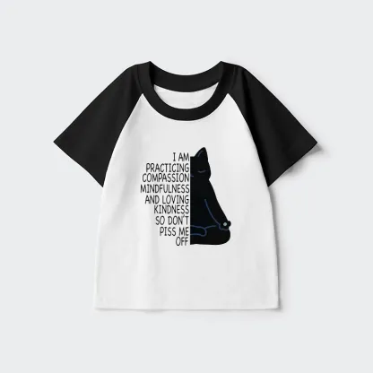 Tokyo-Tiger Calm Black Cat With Anger Issues Kids Raglan T-shirt