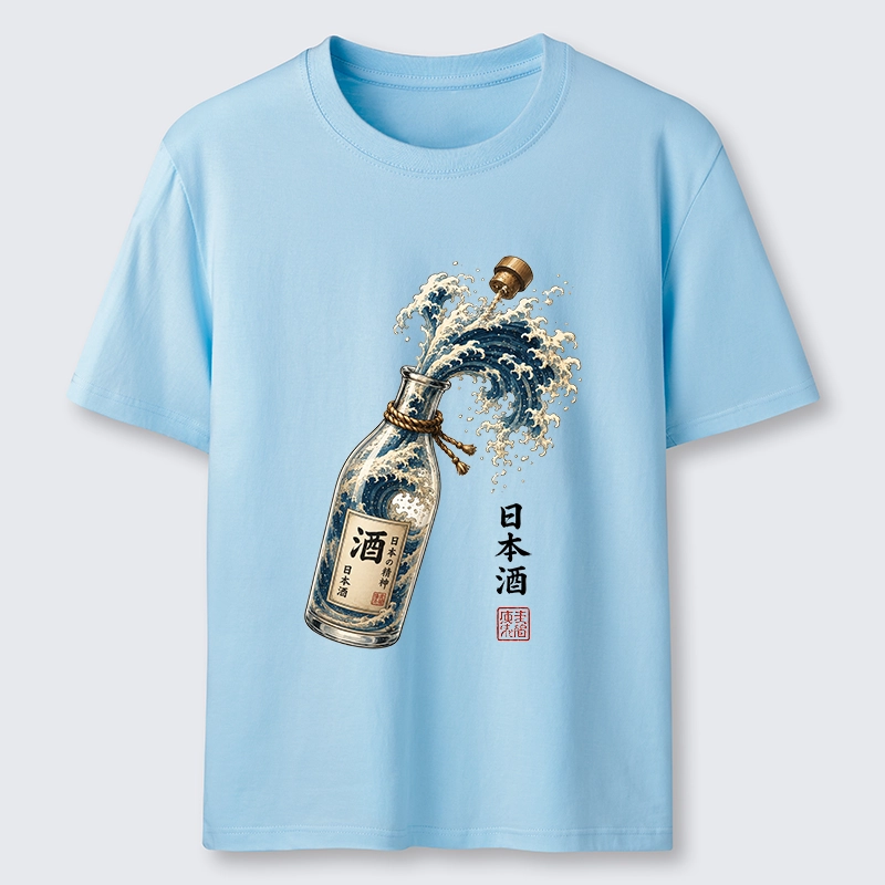 Tokyo-Tiger Ocean Wave Poured From A Sake Bottle Classic T-Shirt