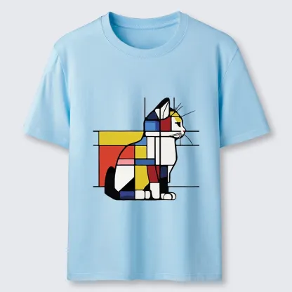 Tokyo-Tiger Geometric Cat Art In Primary Colors Classic T-Shirt