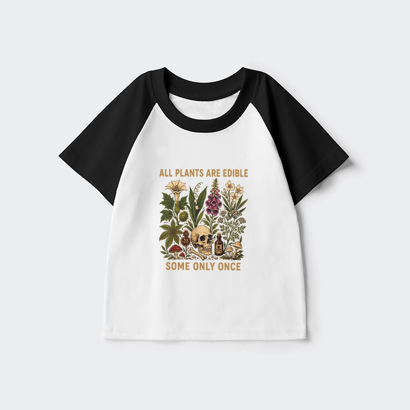 Tokyo-Tiger Edible Plants Some Only Once Joke Kids Raglan T-shirt