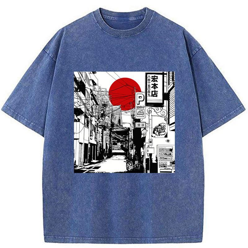Tokyo-Tiger Sunrise On The Street Washed T-Shirt
