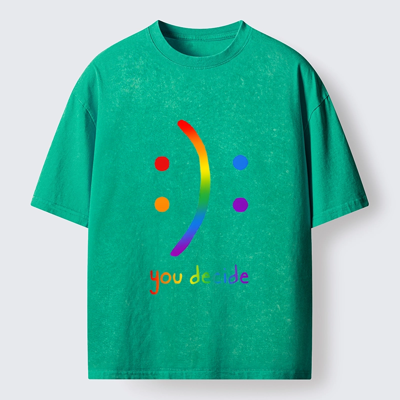 Tokyo-Tiger Colorful Rainbow Emoji You Decide Washed T-Shirt
