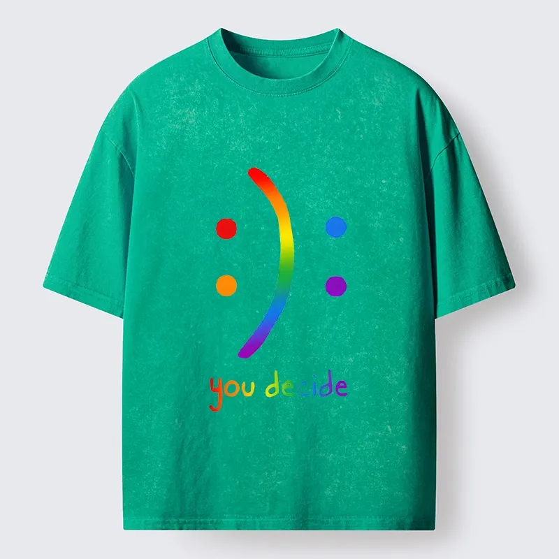 Tokyo-Tiger Colorful Rainbow Emoji You Decide Washed T-Shirt