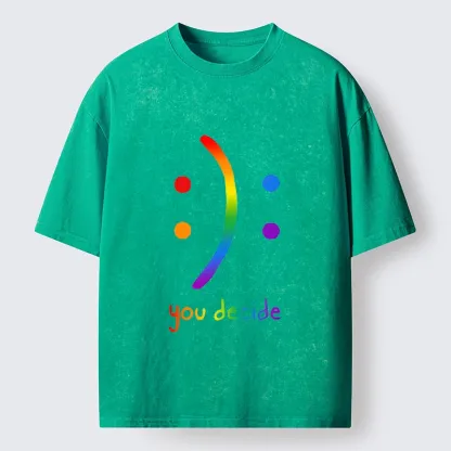 Tokyo-Tiger Colorful Rainbow Emoji You Decide Washed T-Shirt