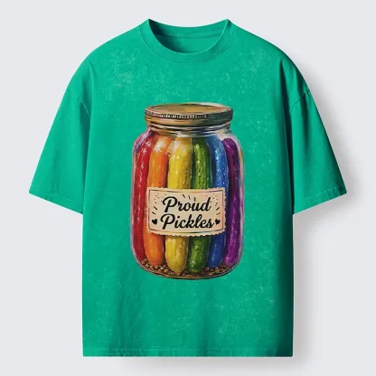 Tokyo-Tiger Proud Pickles Rainbow Pride Jar Washed T-Shirt