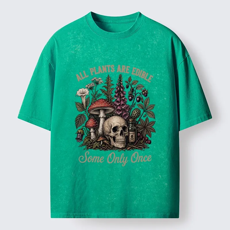 Tokyo-Tiger Poisonous Plants And Skull Dark Humor Washed T-Shirt