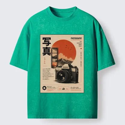 Tokyo-Tiger Vintage Japanese Photography Camera Poster Washed T-Shirt