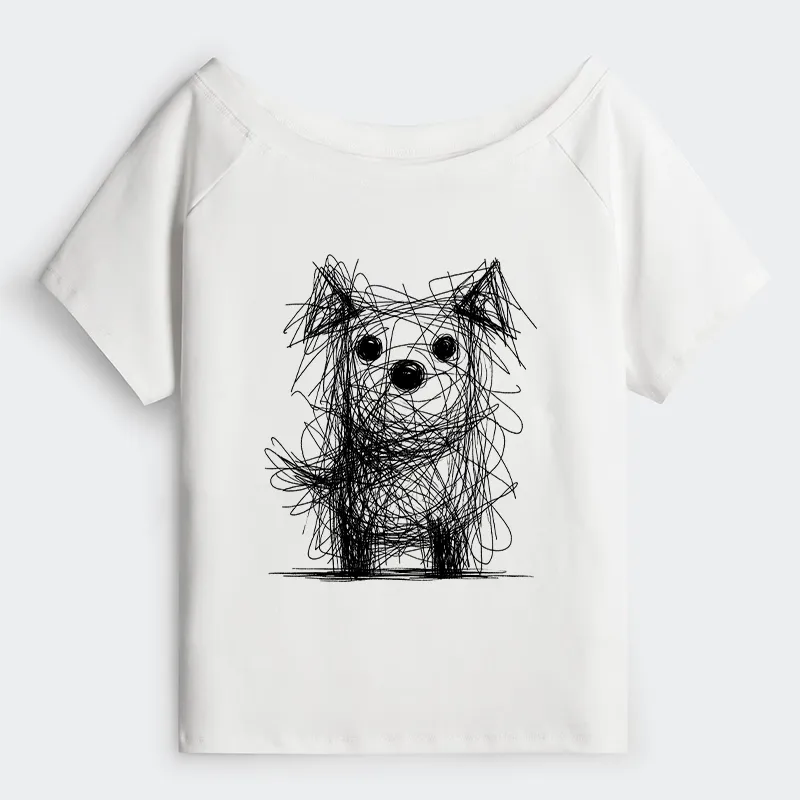 Tokyo-Tiger Scruffy Dog Chaos Art Off Shoulder T-Shirt Sale