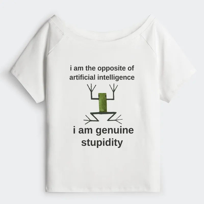 Tokyo-Tiger Genuine Stupidity Frog Meme Off Shoulder T-Shirt Sale