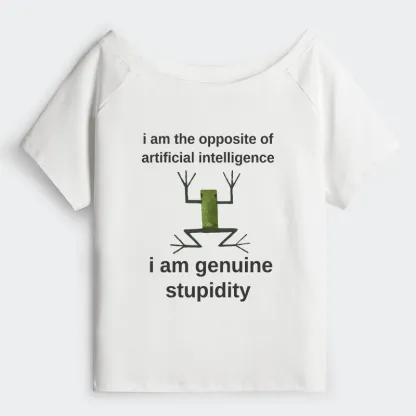 Tokyo-Tiger Genuine Stupidity Frog Meme Off Shoulder T-Shirt