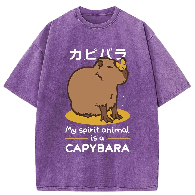Tokyo-Tiger Spirit Animal Capybara Washed T-Shirt