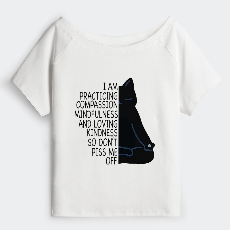 Tokyo-Tiger Calm Black Cat With Anger Issues Off Shoulder T-Shirt