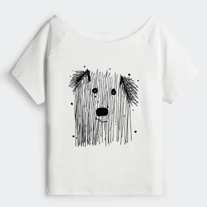 Tokyo-Tiger Fluffy Chaos In Dog Form Off Shoulder T-Shirt