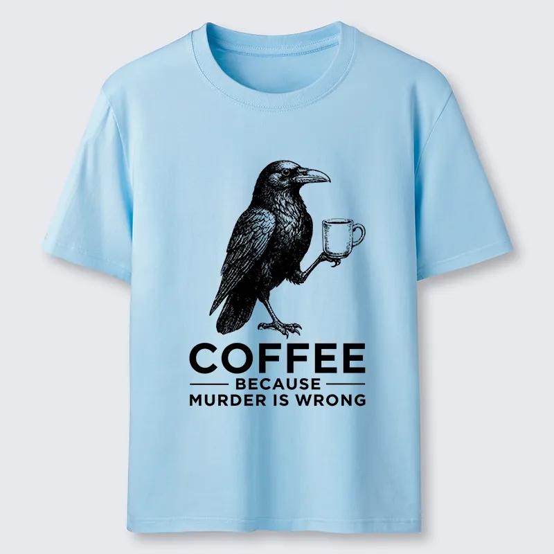 Tokyo-Tiger Raven Holding Coffee Life Mood Classic T-Shirt