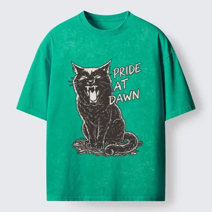 Tokyo-Tiger Cool Black Cat With Pride At Dawn Washed T-Shirt