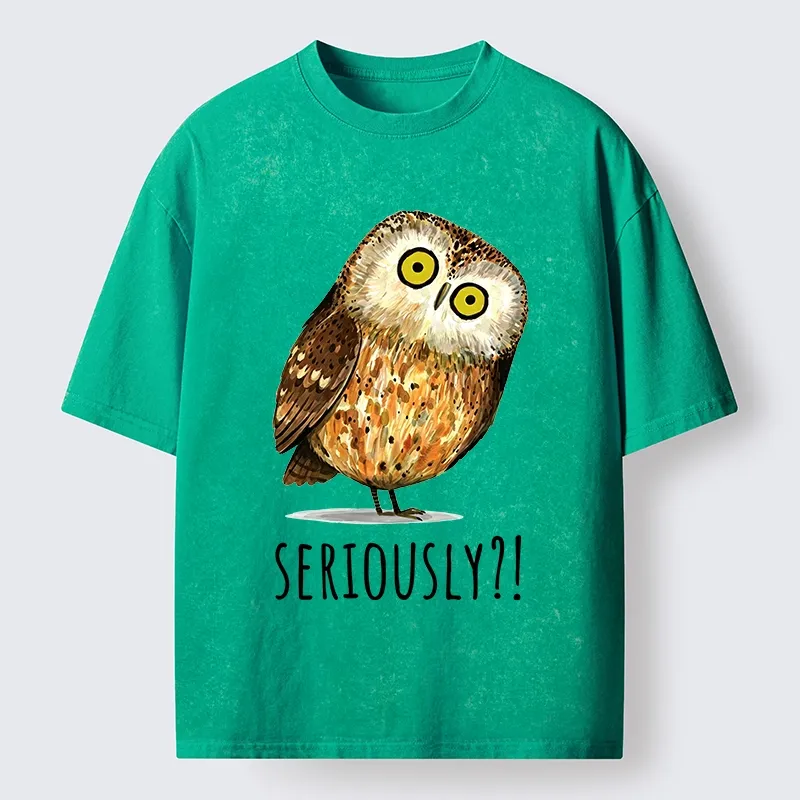 Tokyo-Tiger Seriously Confused Owl Meme Art Washed T-Shirt