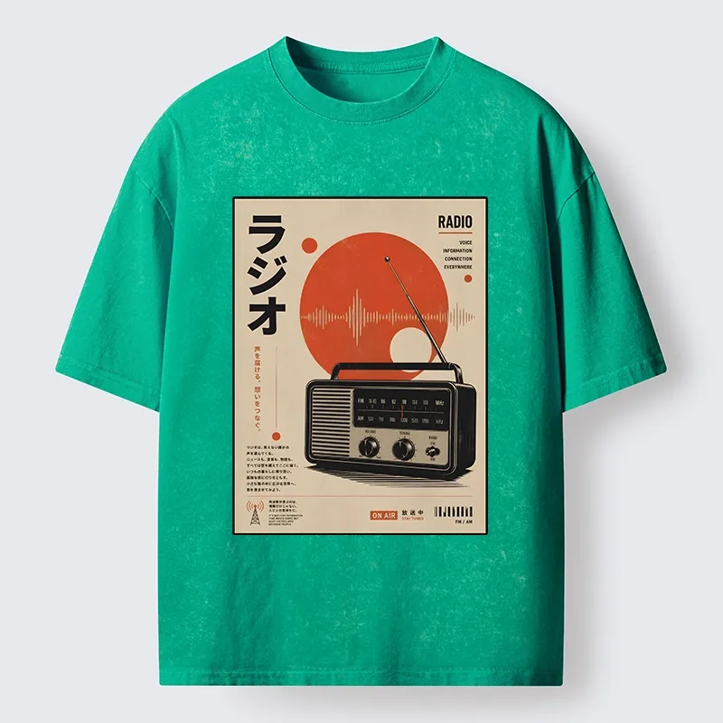 Tokyo-Tiger Vintage Japanese Radio Poster Art Washed T-Shirt