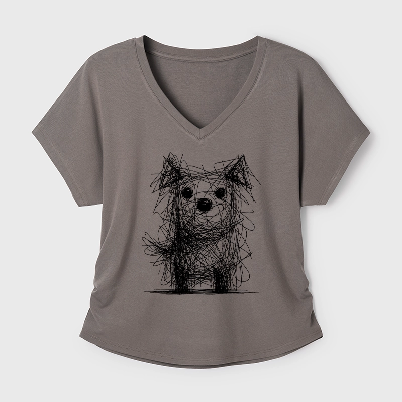 Tokyo-Tiger Scruffy Dog Chaos Art Modal Dolman Sleeve T-Shirt