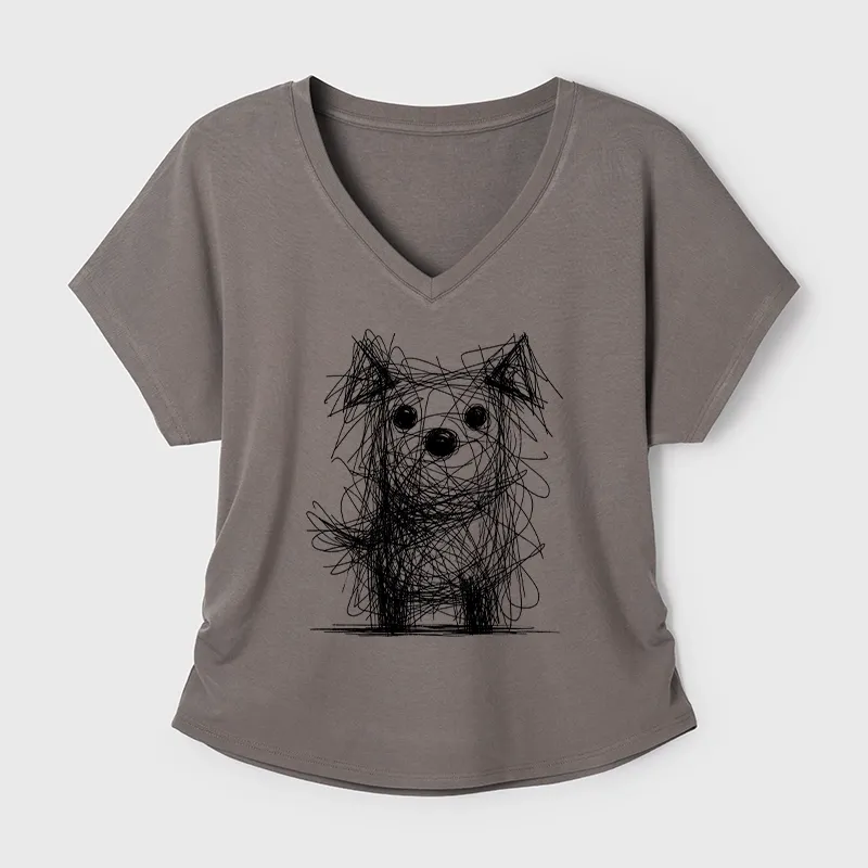 Tokyo-Tiger Scruffy Dog Chaos Art Modal Dolman Sleeve T-Shirt