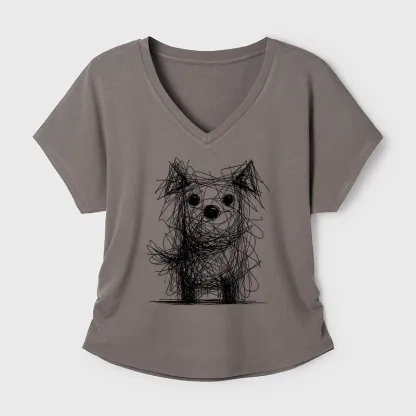 Tokyo-Tiger Scruffy Dog Chaos Art Modal Dolman Sleeve T-Shirt