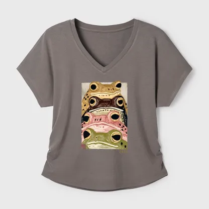 Tokyo-Tiger Whimsical Multi Colored Frog Art Modal Dolman Sleeve T-Shirt