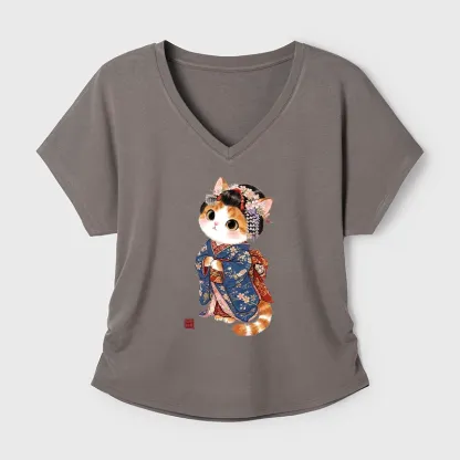 Tokyo-Tiger Cat Dressed As A Geisha Funny Modal Dolman Sleeve T-Shirt