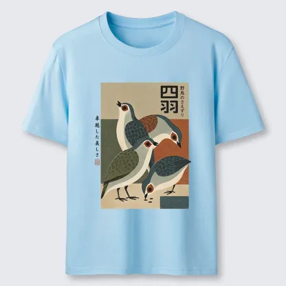 Tokyo-Tiger Four Birds In Vintage Japanese Style Classic T-Shirt