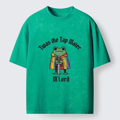 Tokyo-Tiger Funny Rainbow Cloak Frog With Sharp Sword Washed T-Shirt
