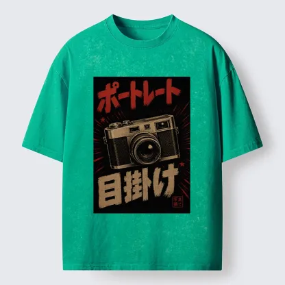 Tokyo-Tiger Old School Japanese Film Camera Washed T-Shirt