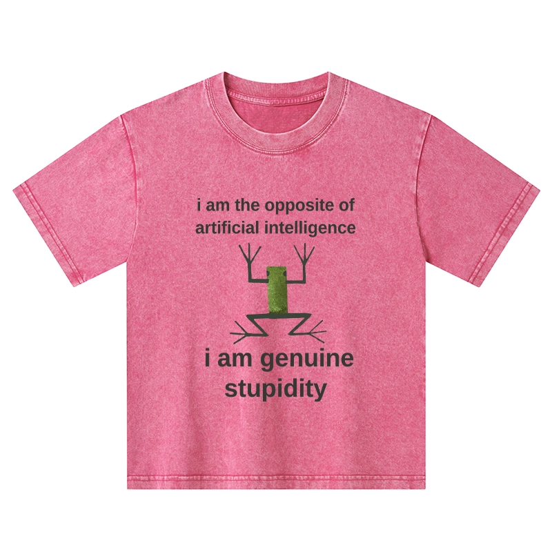 Tokyo-Tiger Genuine Stupidity Frog Meme Kids Washed T-Shirt