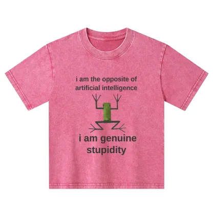 Tokyo-Tiger Genuine Stupidity Frog Meme Kids Washed T-Shirt