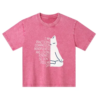 Tokyo-Tiger Calm Black Cat With Anger Issues Kids Washed T-Shirt